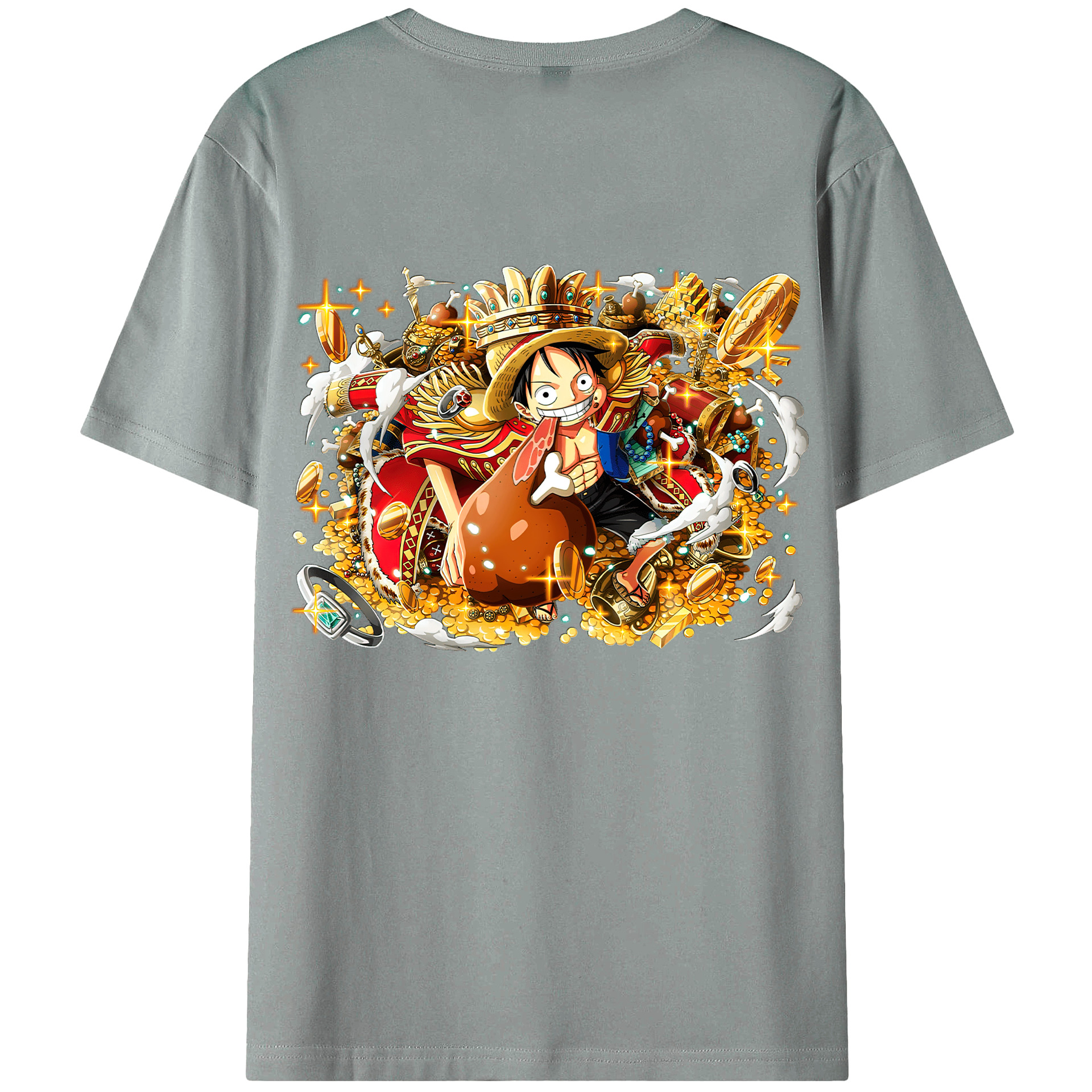 ワンピース モンキー・D・ルフィ ONE PIECE Monkey D. Luffy 綿100％ メンズ半袖Tシャツ（バックプリント） 通気性
